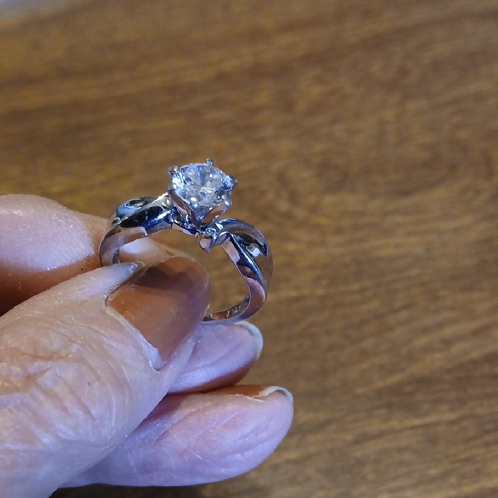 Silver And White Solitaire Ring With Crystal Stone - image 8